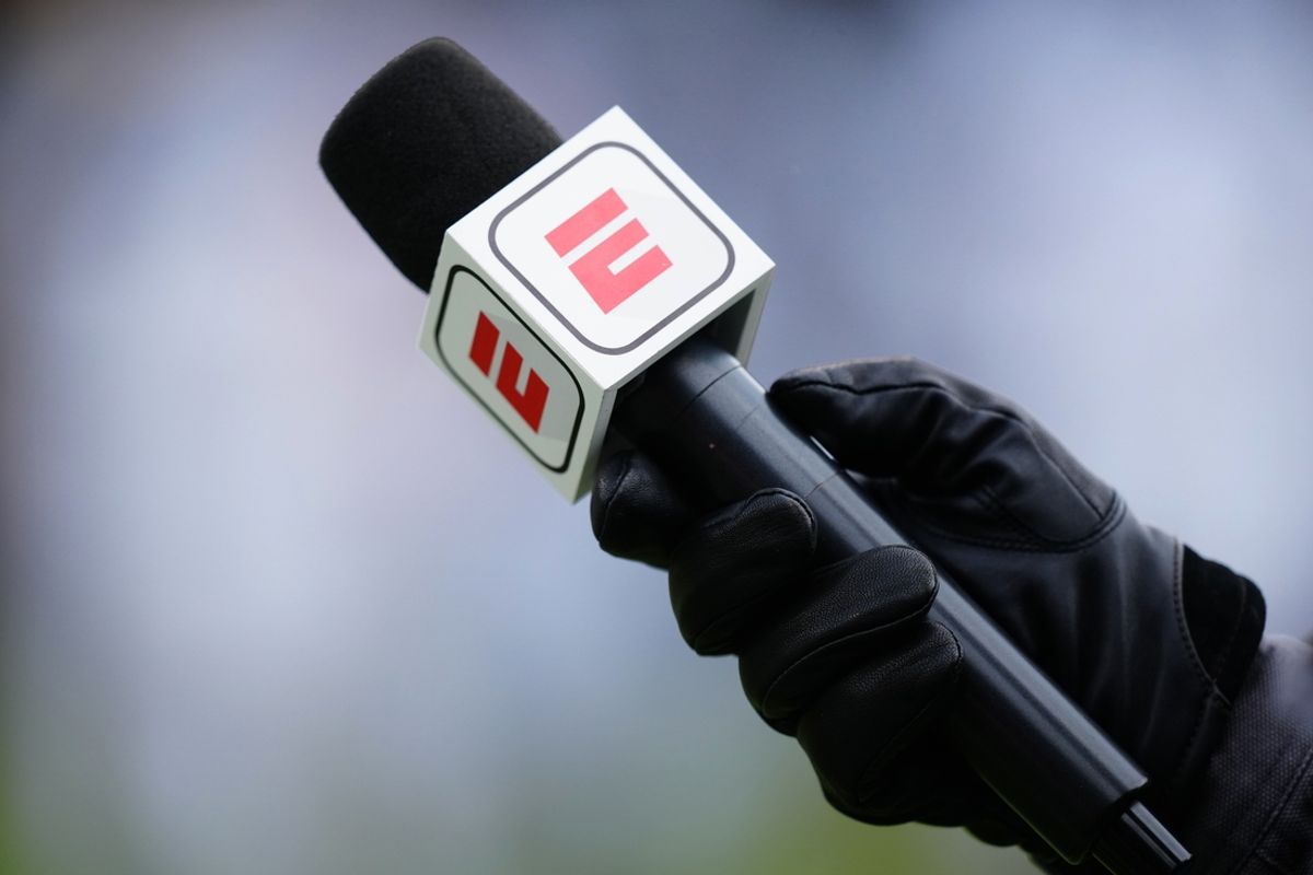 Apr 22, 2023; Boulder, CO, USA; General view of an ESPN microphone during the first half of a  Colorado Buffaloes spring game at Folsom Filed. Mandatory Credit: Ron Chenoy-USA TODAY Sports