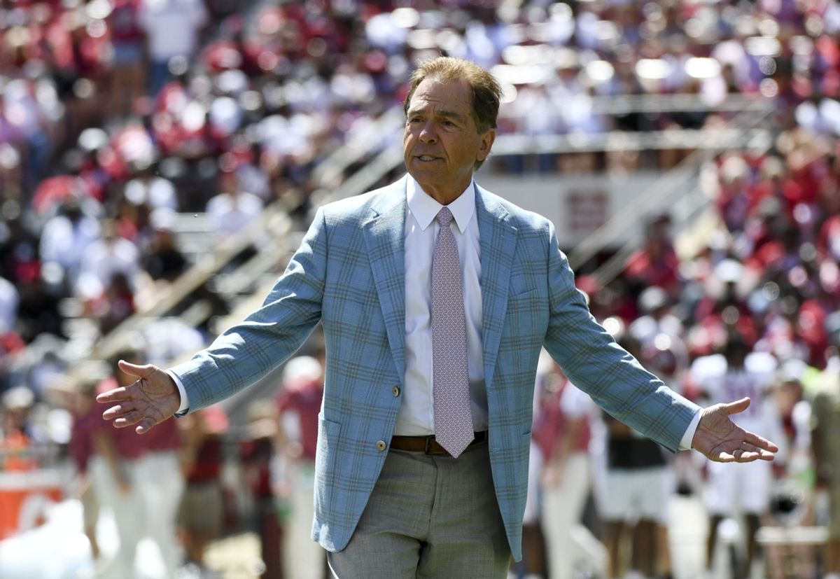 Former Alabama head coach Nick Saban won more than 80 percent of his games at Toledo, Michigan State, LSU and Alabama. Mandatory Credit: Gary Cosby-Imagn Images