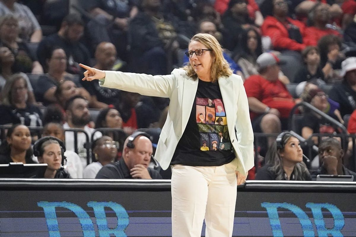 May 28, 2023; Las Vegas, Nevada, USA; Minnesota Lynx head coach Cheryl Reeve stands on the sideline during the first quarter against the Las Vegas Aces at Michelob Ultra Arena. Mandatory Credit: Lucas Peltier-USA TODAY Sports