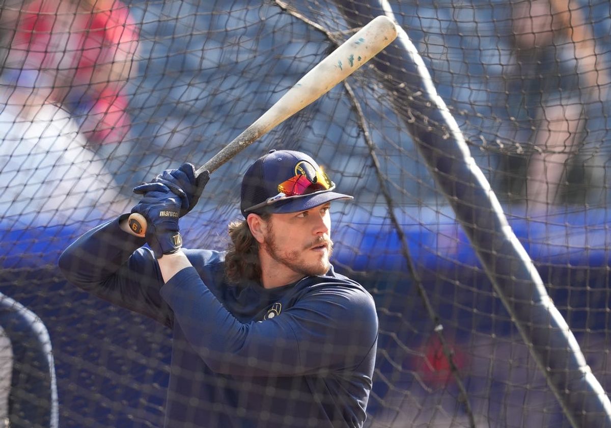 May 31, 2023; Toronto, Ontario, CAN; Right fielder Brian Anderson (9) takes batting practice at Rogers Centre. Mandatory Credit: Nick Turchiaro-USA TODAY Sports