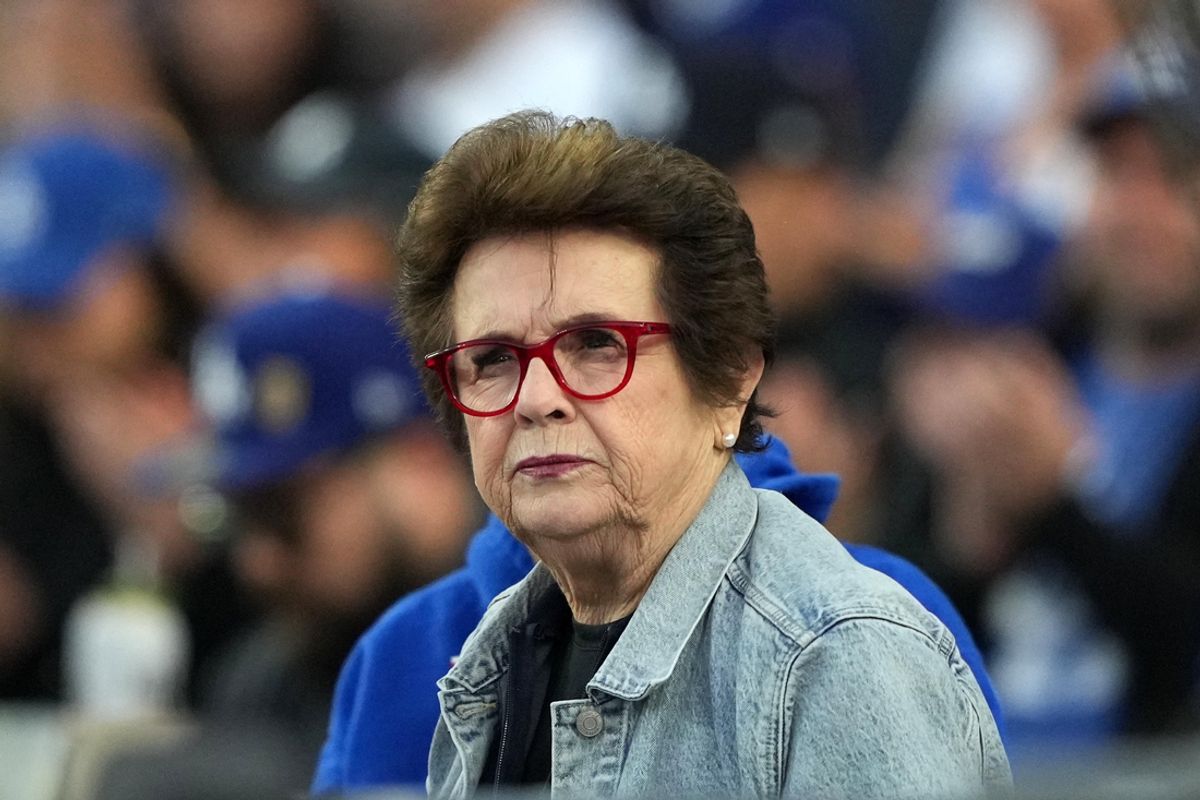 Jun 13, 2023; Los Angeles, California, USA; Billie Jean King attends the game between the Los Angeles Dodgers and the Chicago White Sox at Dodger Stadium. Mandatory Credit: Kirby Lee-Imagn Images