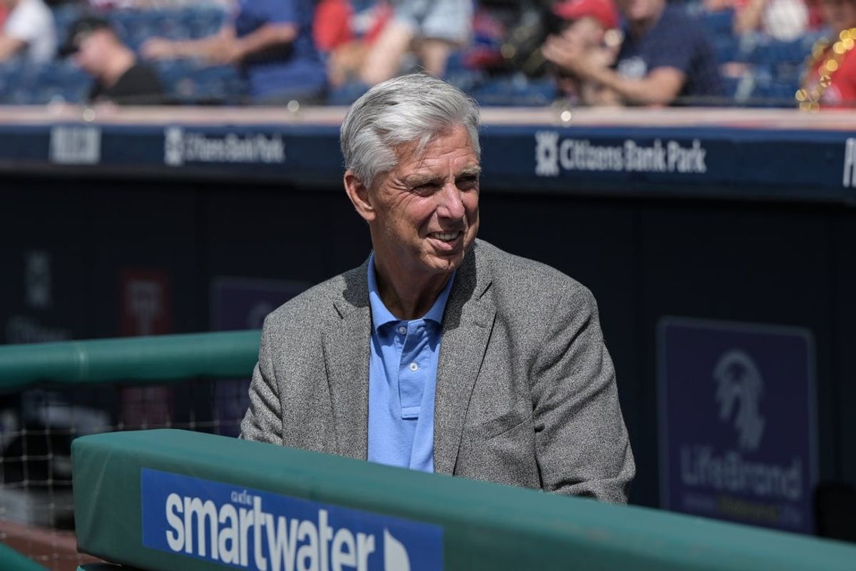 Jun 24, 2023; Philadelphia, Pennsylvania, USA;  Philadelphia Phillies President of Baseball Operations Dave Dombrowski prior to the game against the New York Mets at Citizens Bank Park. Mandatory Credit: John Geliebter-Imagn Images