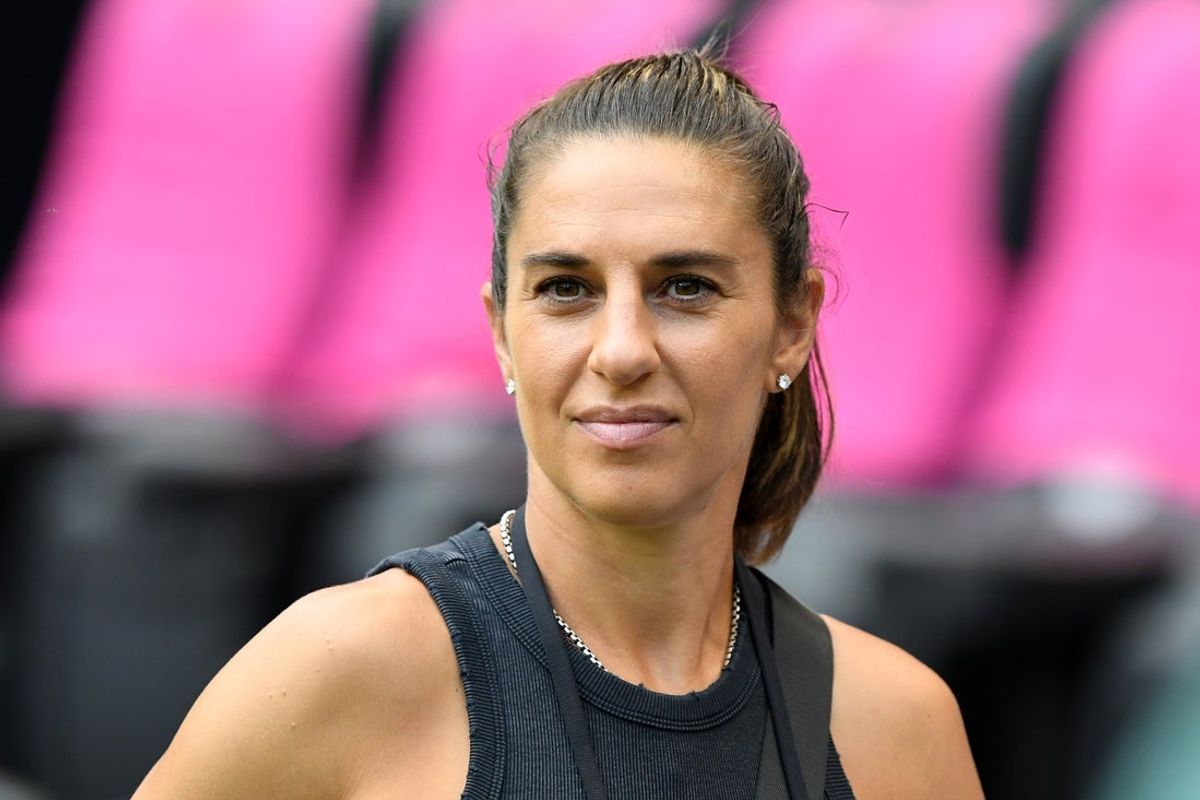 Jun 25, 2023; Harrison, New Jersey, USA; Carli Lloyd  before the game between the Chicago Red Stars and NJ/NY Gotham FC at Red Bull Arena. Mandatory Credit: Dennis Schneidler-Imagn Images
