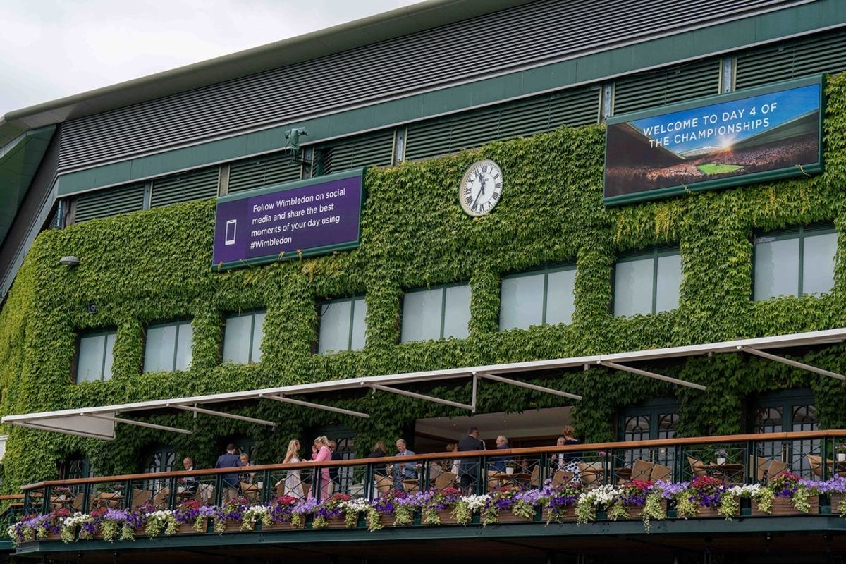 Jul 6, 2023; London, United Kingdom; General view of Centre Court on day four of Wimbledon at the All England Lawn Tennis and Croquet Club.  Mandatory Credit: Susan Mullane-Imagn Images