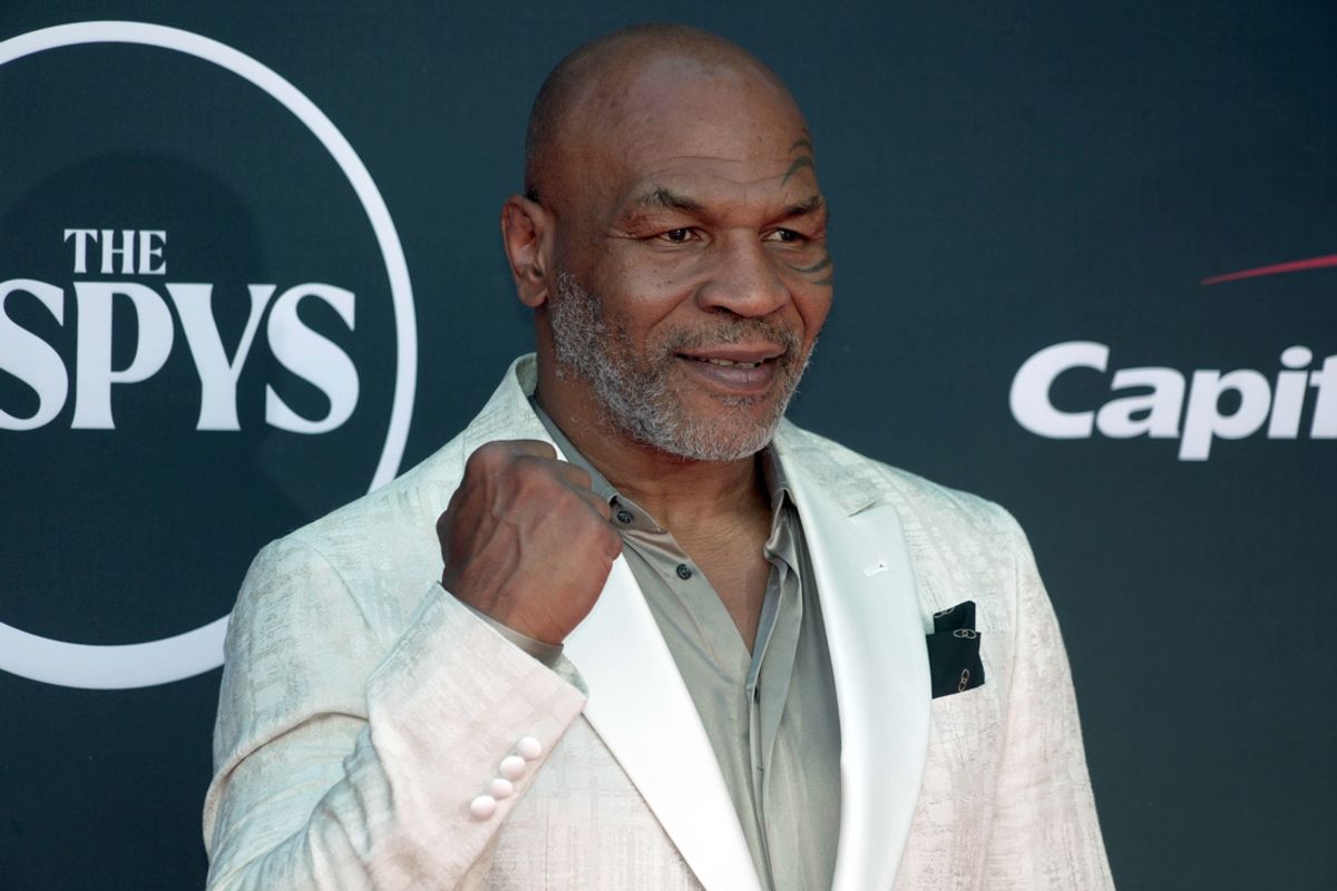 Jul 12, 2023; Los Angeles, CA, USA; Mike Tyson arrives on the red carpet before the 2023 ESPYS at the Dolby Theatre. Mandatory Credit: Kirby Lee-USA TODAY Sports
