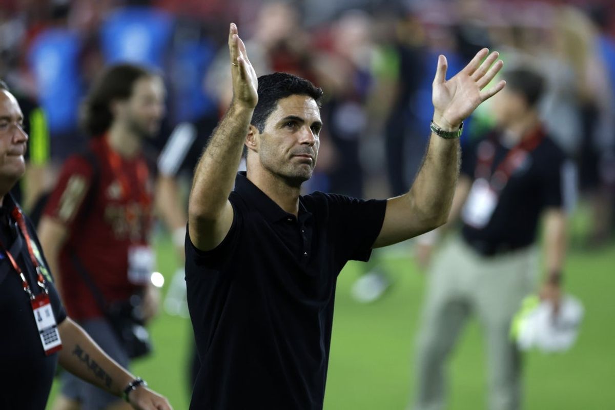 Jul 19, 2023; Washington, DC, USA; Arsenal head coach Mikel Arteta reacts after the game against MLS of the 2023 MLS All Star Game at Audi Field. Mandatory Credit: Geoff Burke-Imagn Images