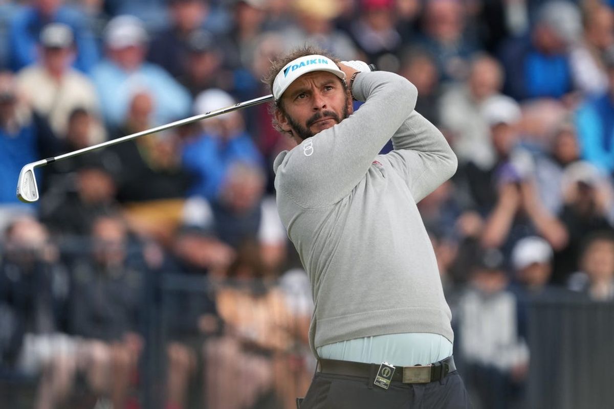 July 20, 2023; Hoylake, ENGLAND, GBR; Joost Luiten plays his shot from the fourth tee during the first round of The Open Championship golf tournament at Royal Liverpool. Mandatory Credit: Kyle Terada-USA TODAY Sports