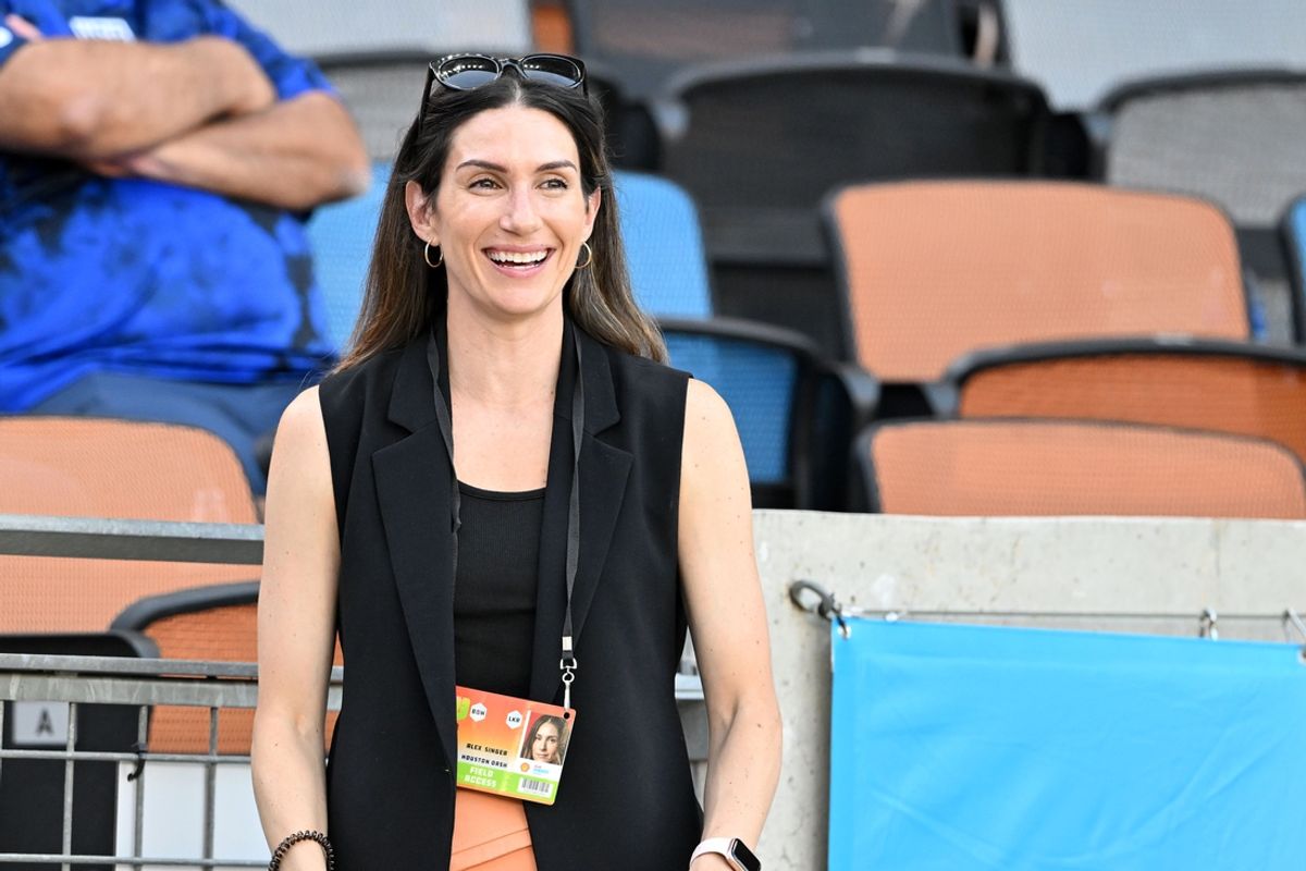 Jul 29, 2023; Houston, TX, USA; Houston Dash general manager Alex Singer before the game at Shell Energy Stadium. Mandatory Credit: Maria Lysaker-USA TODAY Sports