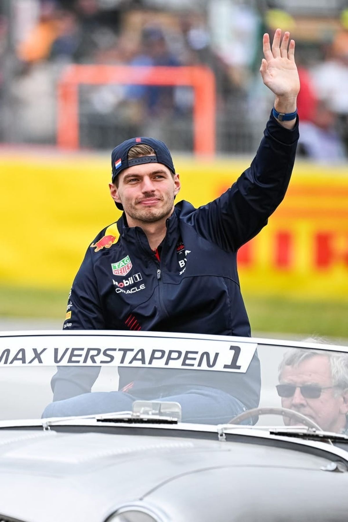 Jun 18, 2023; Montreal, Quebec, CAN; Red Bull Racing driver Max Verstappen (NED) parades and salutes the crowd before the Canadian Grand Prix at Circuit Gilles Villeneuve.