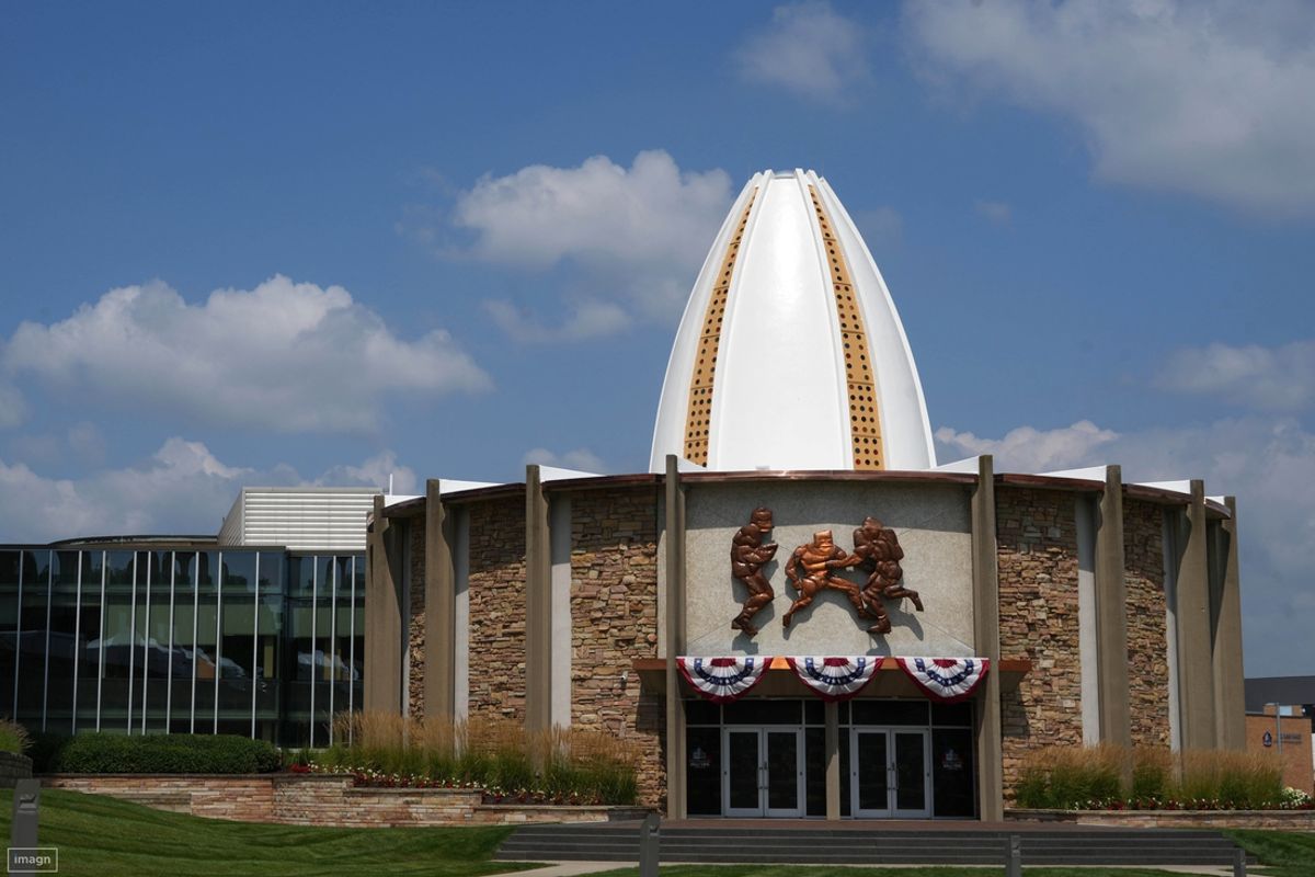 Aug 4, 2023; Canton, OH, USA; A general overall view of the Pro Football Hall of Fame. Mandatory Credit: Kirby Lee-Imagn Images