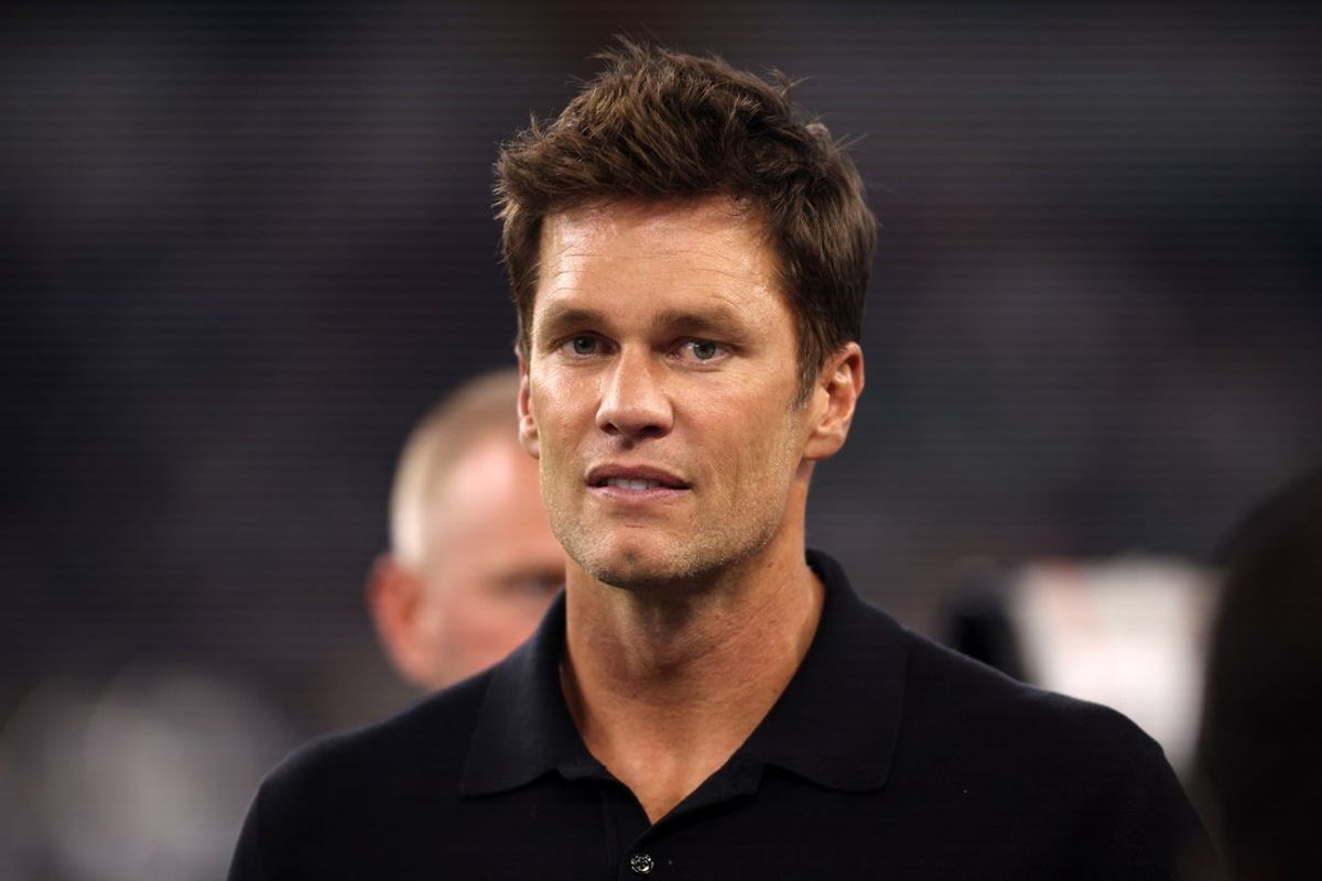 Aug 26, 2023; Arlington, Texas, USA; Former NFL player Tom Brady on the field before the game between the Dallas Cowboys and the Las Vegas Raiders at AT&T Stadium. Mandatory Credit: Tim Heitman-Imagn Images