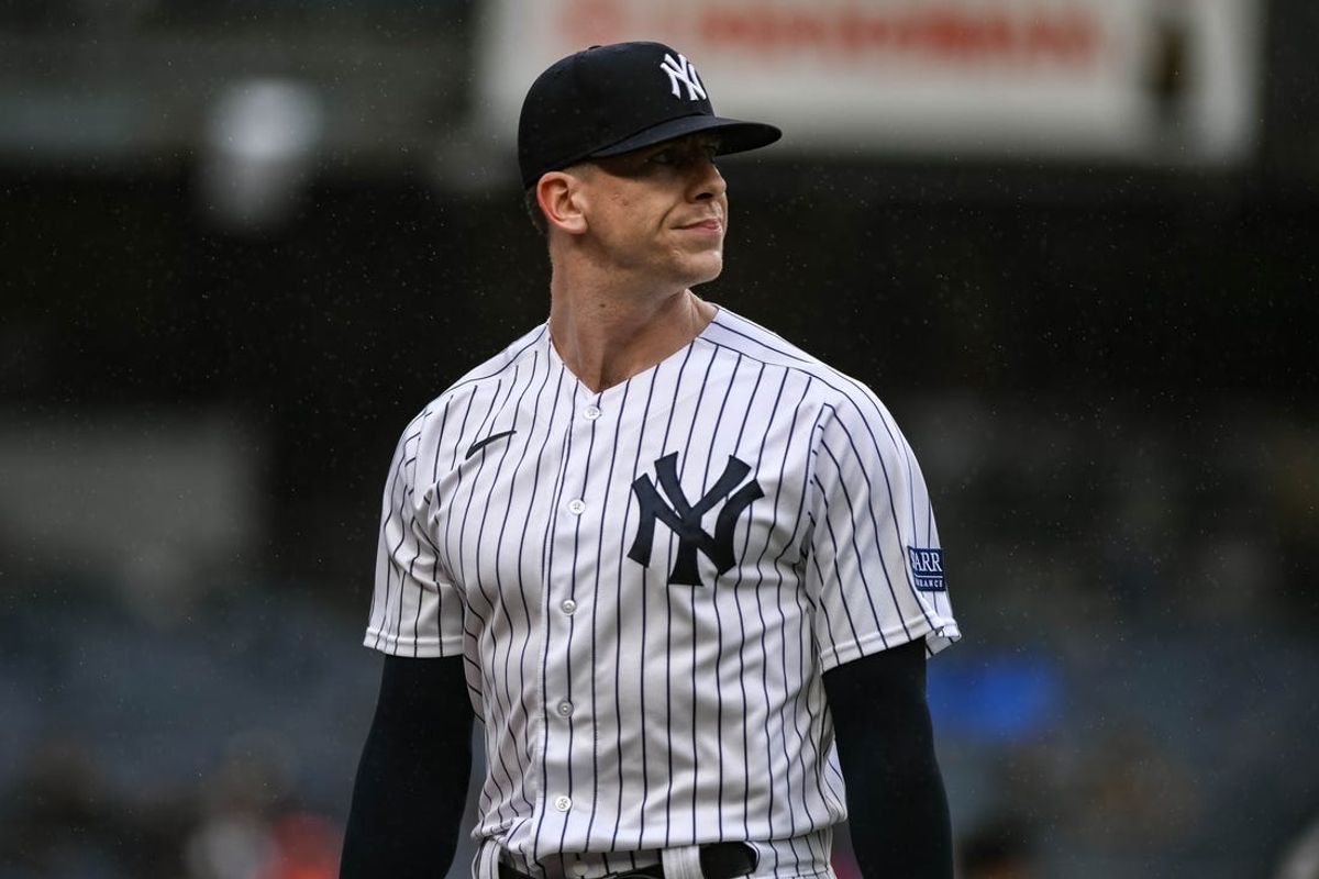 Sep 25, 2023; Bronx, New York, USA; New York Yankees relief pitcher Ian Hamilton (71) walks from the mound after the eighth inning against the Arizona Diamondbacks at Yankee Stadium. Mandatory Credit: John Jones-USA TODAY Sports