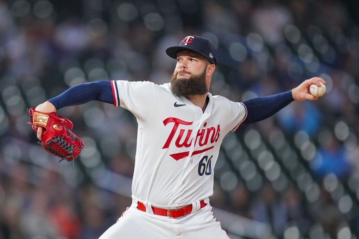 Sep 27, 2023; Minneapolis, Minnesota, USA; Minnesota Twins starting pitcher Dallas Keuchel (60) pitches against the Oakland Athletics in the eighth inning at Target Field. Mandatory Credit: Brad Rempel-USA TODAY Sports