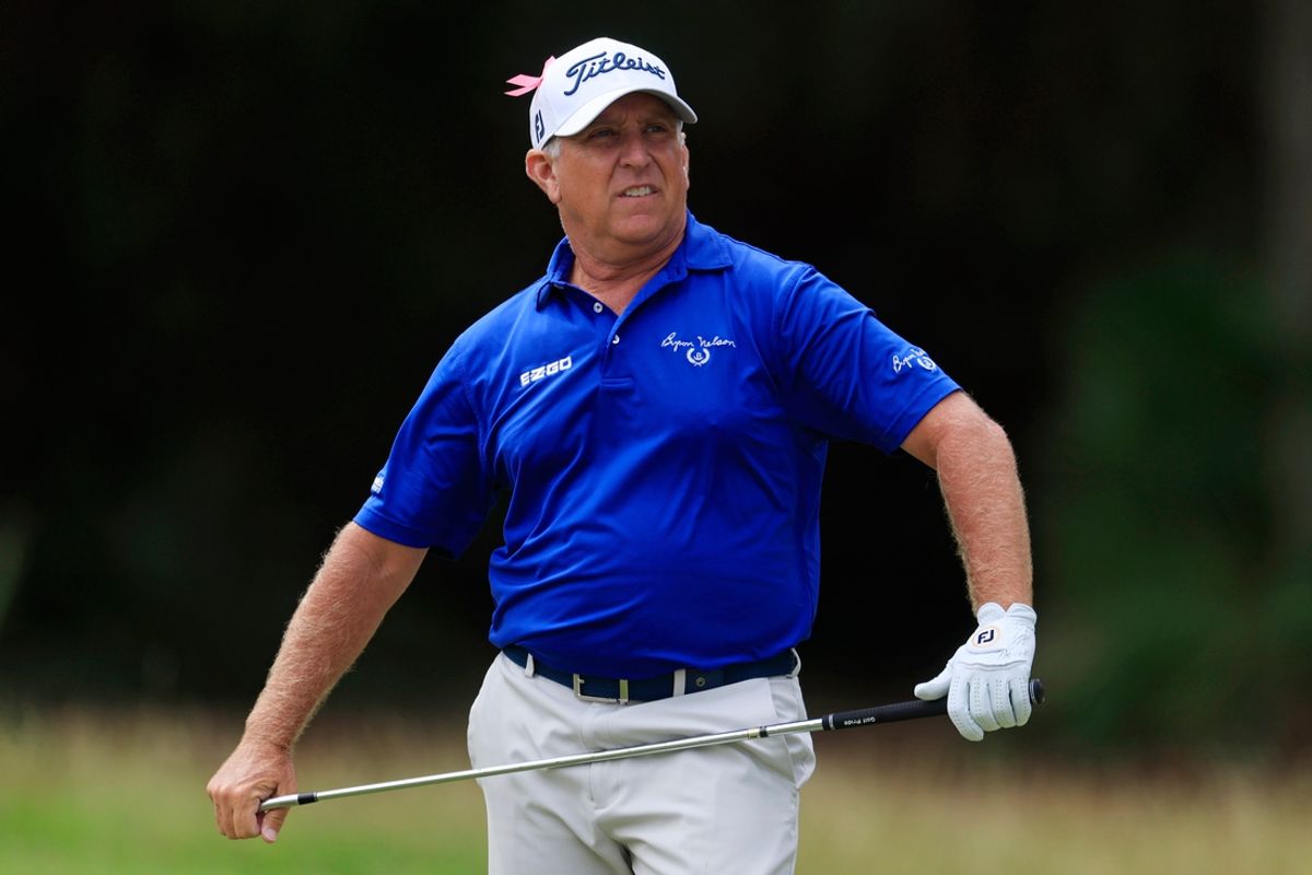 Scott Parel looks on after his playing his shot from the fourth tee during the third and final round of the Constellation Furyk & Friends PGA Tour Champions golf tournament Sunday, Oct. 8, 2023 at Timuquana Country Club in Jacksonville, Fla. Brett Quigley won at 11 under par, one stroke over Steven Alker. [Corey Perrine/Florida Times-Union]