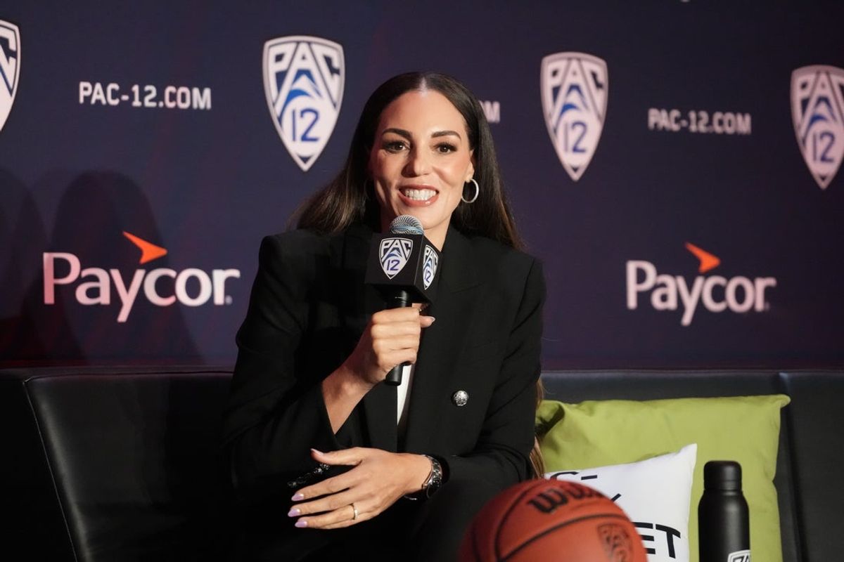 Oct 10, 2023; Las Vegas, NV, USA; Arizona Wildcats coach Adia Barnes during Pac-12 women's basketball media day at Park MGM Las Vegas Conference Center. Mandatory Credit: Kirby Lee-Imagn Images