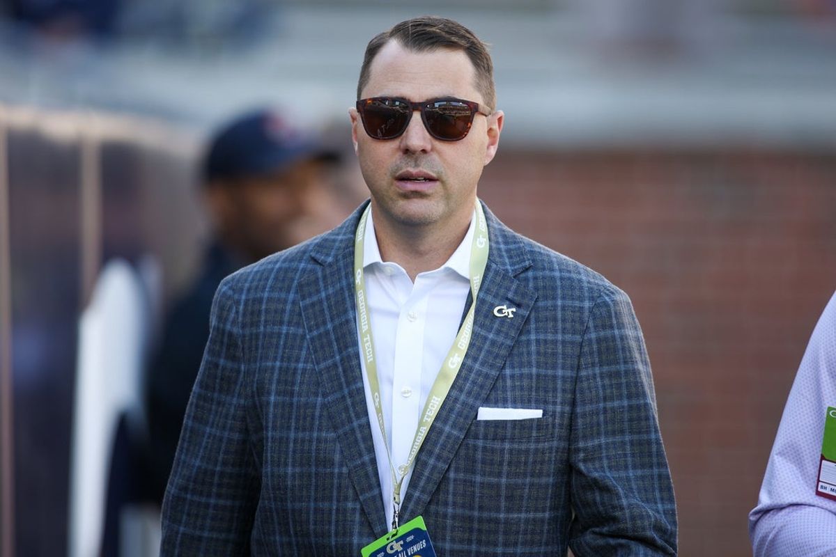 Oct 21, 2023; Atlanta, Georgia, USA; Georgia Tech Yellow Jackets athletic director J Batt on the field before a game against the Boston College Eagles at Bobby Dodd Stadium at Hyundai Field. Mandatory Credit: Brett Davis-Imagn Images