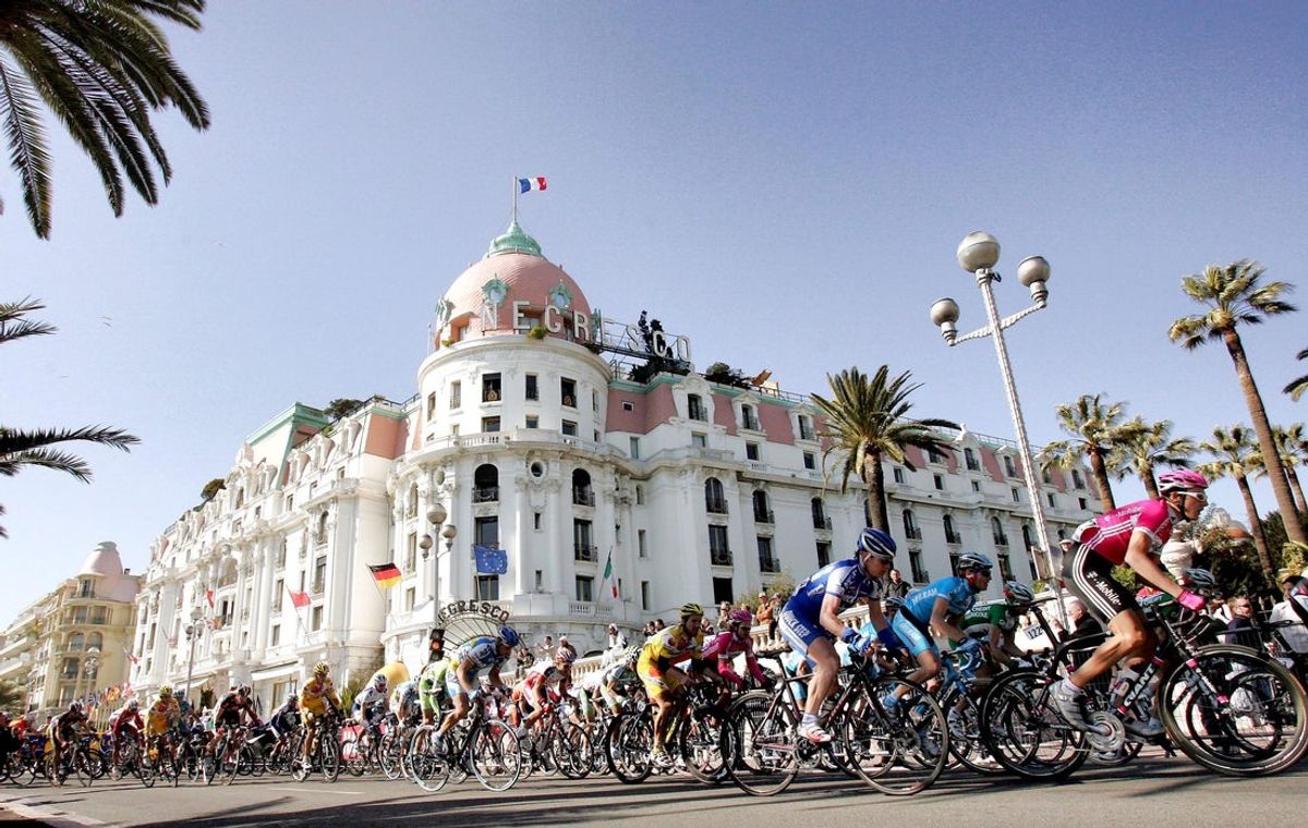 Mar 12, 2006; Nice, France; Paris-Nice Pro Tour; The peloton rides in town near end of the final leg of the race. Mandatory Credit: Henem/Panoramic/Imagn Images