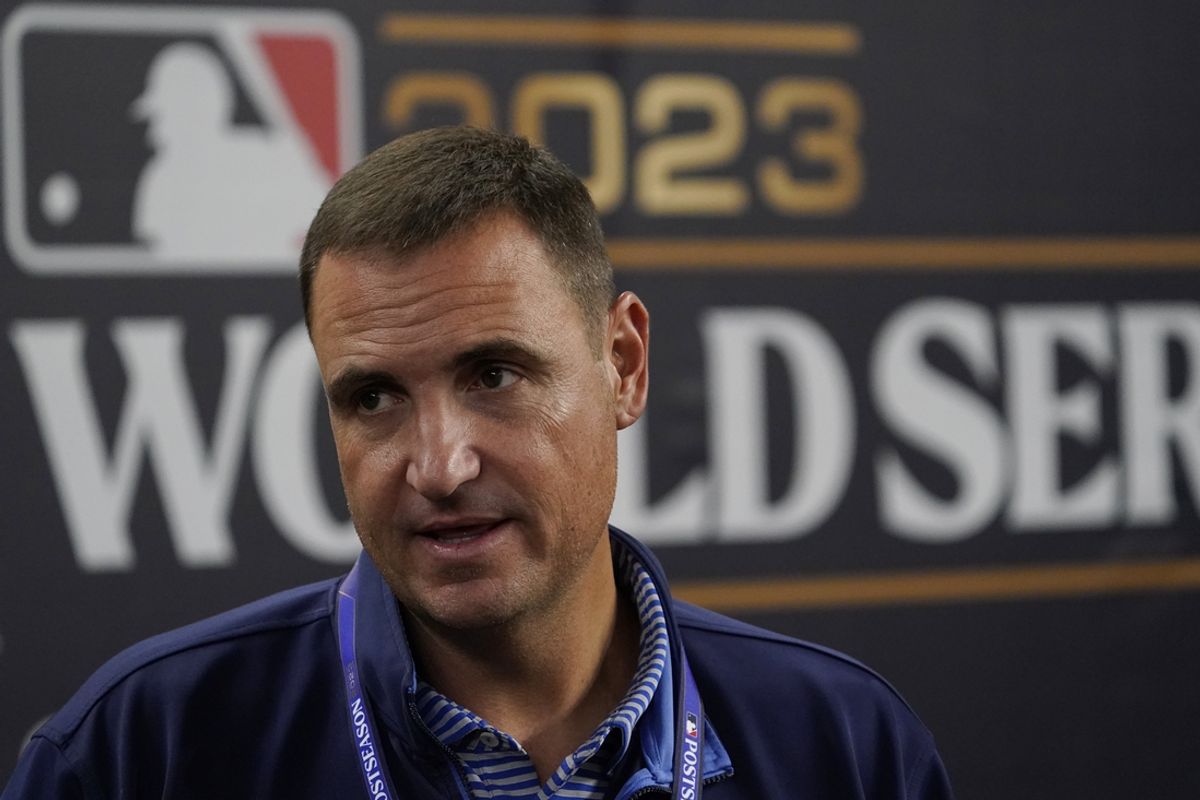 Oct 28, 2023; Arlington, TX, USA; Texas Rangers General Manager Chris Young before the game against the Arizona Diamondbacks in game two of the 2023 World Series at Globe Life Field. Mandatory Credit:Raymond Carlin III-Imagn Images