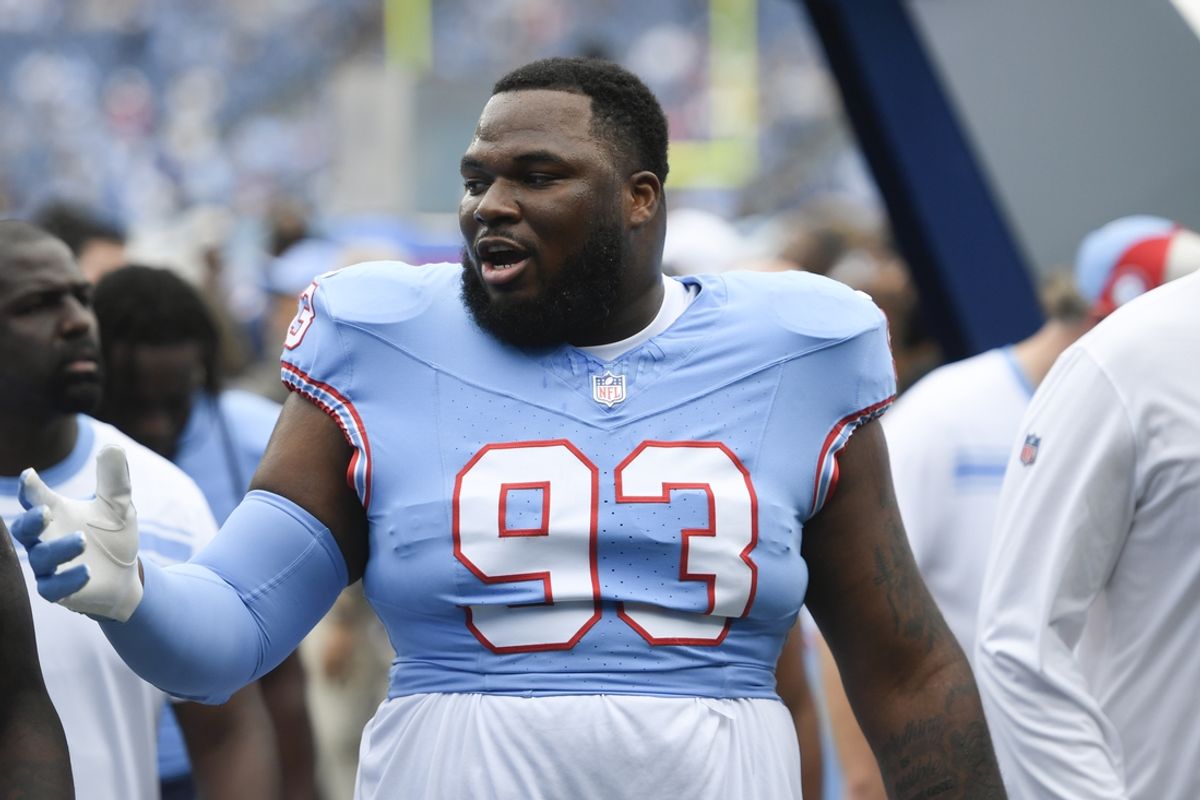 Oct 29, 2023; Nashville, Tennessee, USA;  Tennessee Titans defensive tackle Teair Tart (93) leaves the field during the warmups against the Atlanta Falcons  at Nissan Stadium. Mandatory Credit: Steve Roberts-USA TODAY Sports