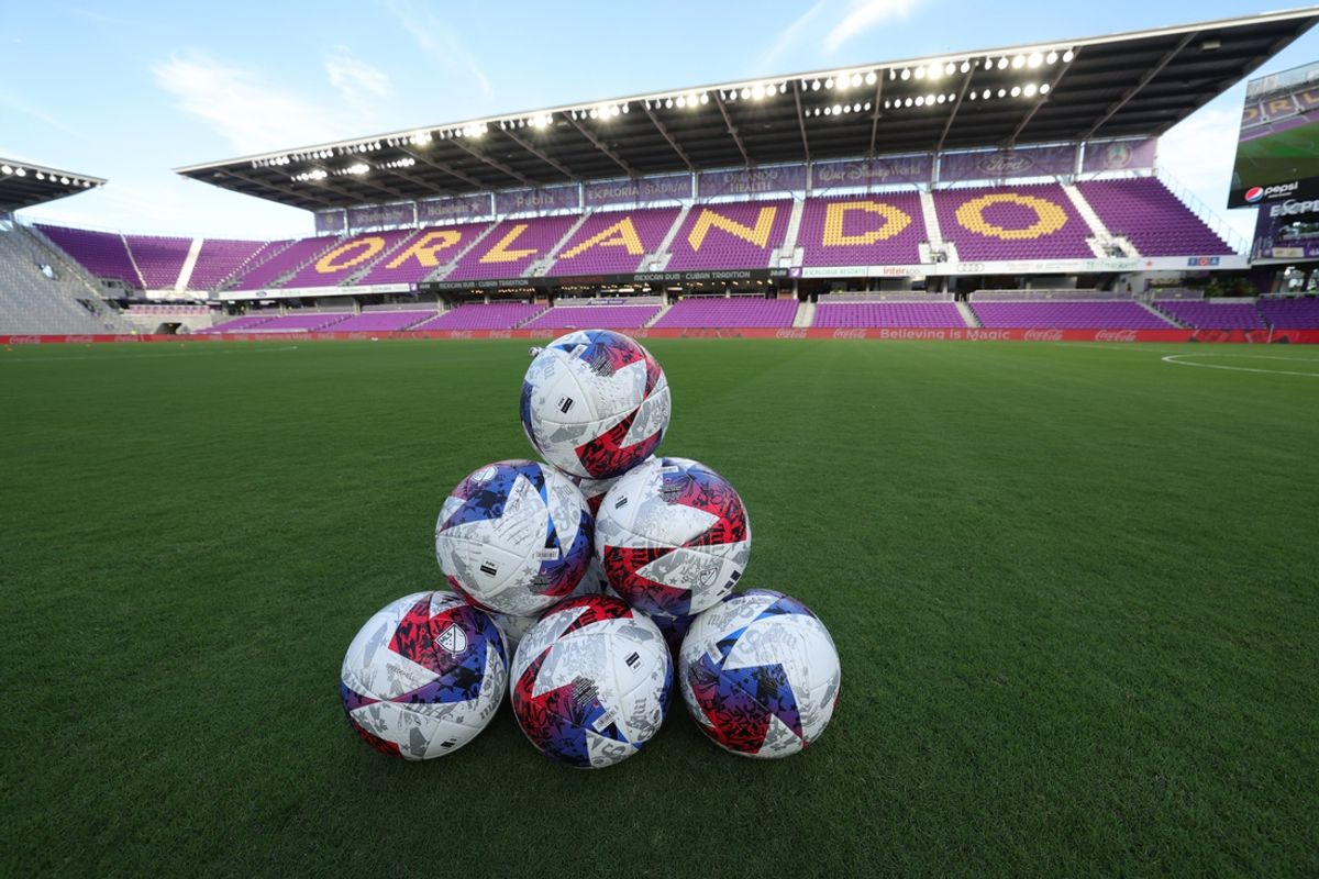 Oct 30, 2023; Orlando, Florida, USA; General view of game balls before the match between the Orlando City and the Nashville SC of game one in a round one match of the 2023 MLS Cup Playoffs at Exploria Stadium. Mandatory Credit: Nathan Ray Seebeck-USA TODAY Sports
