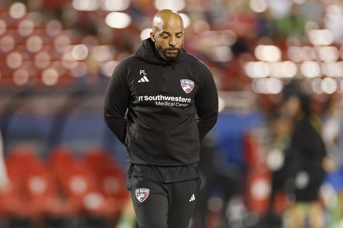 Nov 4, 2023; Frisco, Texas, USA; FC Dallas assistant coach Peter Luccin looks on ahead of game two against Seattle Sounders in a round one match of the 2023 MLS Cup Playoffs at Toyota Stadium. Mandatory Credit: Andrew Dieb-USA TODAY Sports