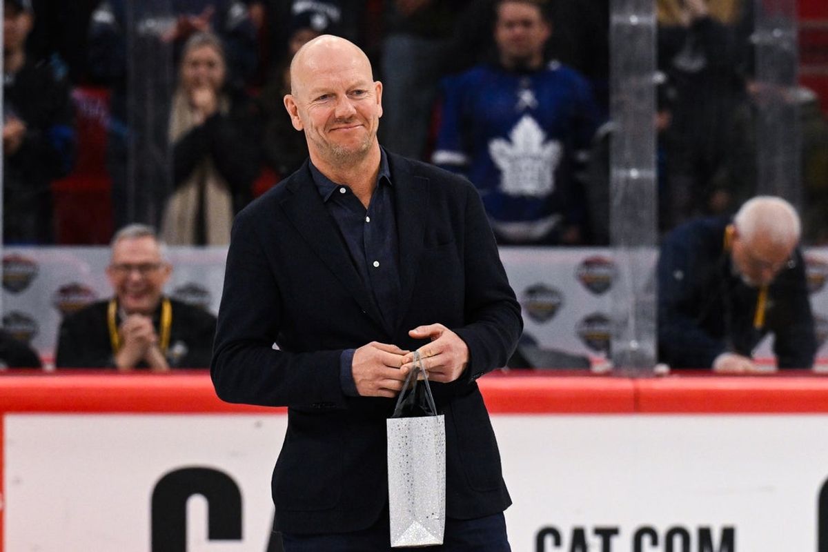 Nov 19, 2023; Stockholm, SWE; Mats Sundin during a Global Series NHL hockey game between the Toronto Maple Leafs and the Minnesota Wild at Avicii Arena. Mandatory Credit: Per Haljestam-Imagn Images