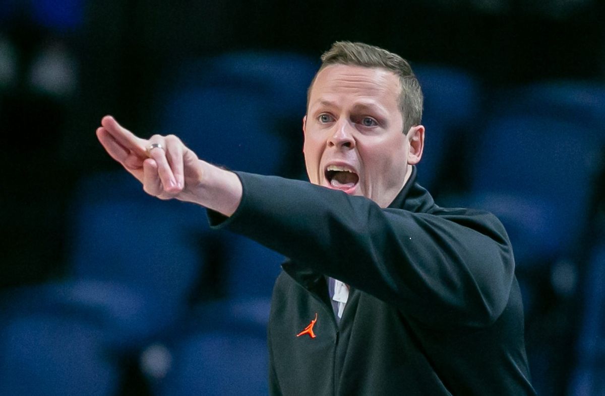 Florida Gators assistant coach Kevin Hovde yells at player during first half action of an NCAA basketball game as Florida Gators take on Merrimack College Warrors at Exactech Areana in Gainesville, FL on Tuesday, December 5, 2023. [Alan Youngblood/Gainesville Sun]