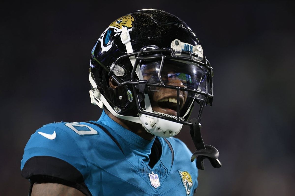 Jacksonville Jaguars cornerback Montaric Brown (30) reacts to pressuring a pass that fell incomplete against Baltimore Ravens wide receiver Rashod Bateman (7), not shown, during the third quarter of a regular season NFL football matchup Sunday, Dec. 17, 2023 at EverBank Stadium in Jacksonville, Fla. The Baltimore Ravens defeated the Jacksonville Jaguars 23-7. [Corey Perrine/Florida Times-Union]
