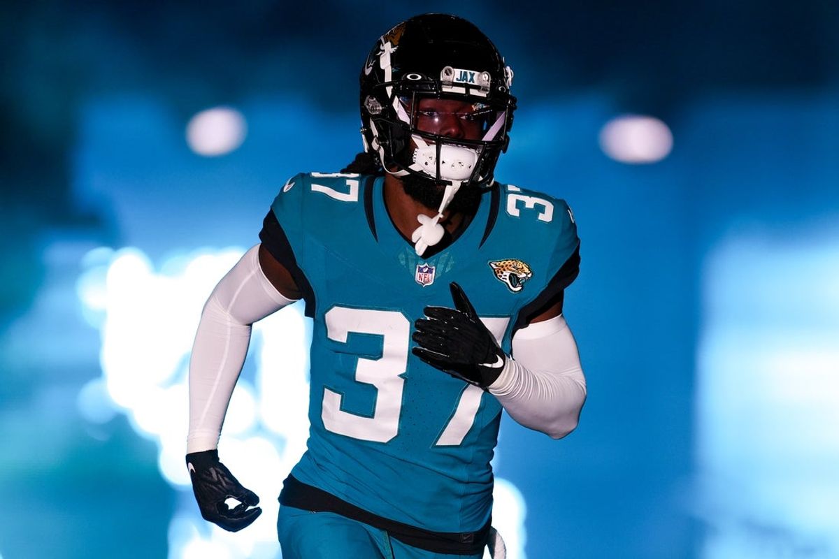 Dec 17, 2023; Jacksonville, Florida, USA;  Jacksonville Jaguars cornerback Tre Herndon (37) takes the field for a game against the Baltimore Ravens at EverBank Stadium. Mandatory Credit: Nathan Ray Seebeck-Imagn Images