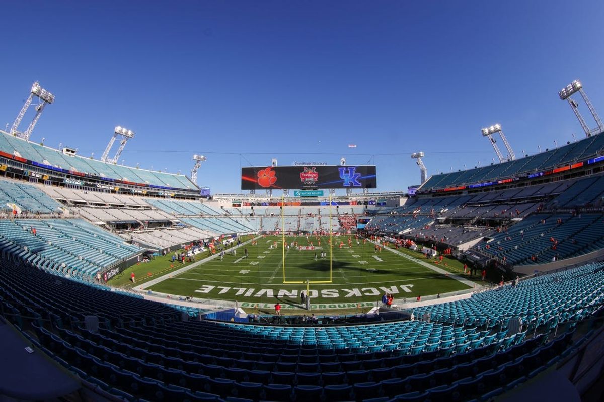 Dec 29, 2023; Jacksonville, FL, USA;  a general view of the stadium before the Gator Bowl between the Kentucky Wildcats and Clemson Tigers at EverBank Stadium. Mandatory Credit: Nathan Ray Seebeck-USA TODAY Sports
