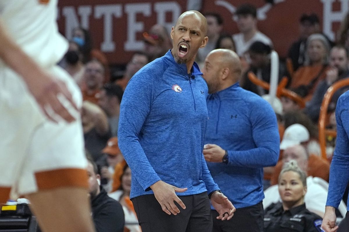 Jan 1, 2024; Austin, Texas, USA; Texas-Arlington Mavericks head coach KT Turner  reacts during the first half against the Texas Longhorns at Moody Center. Mandatory Credit: Scott Wachter-Imagn Images