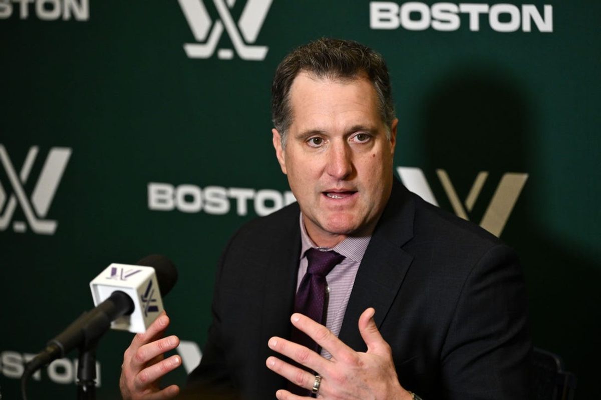 Jan 3, 2024; Lowell, MA, USA; Minnesota coach Ken Klee talks with the media after  a PWHL ice hockey game against Boston at Tsongas Center. Mandatory Credit: Brian Fluharty-USA TODAY Sports