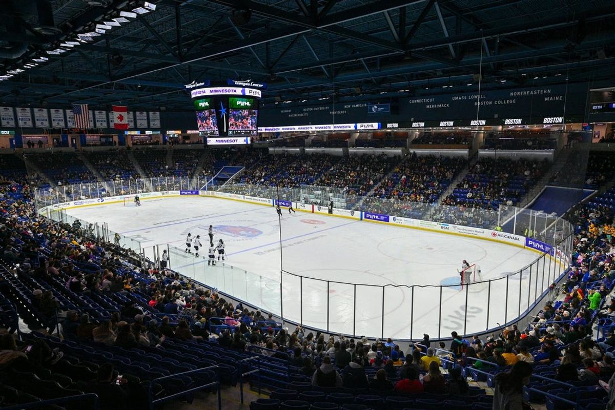 Jan 3, 2024; Lowell, MA, USA; A general view of the Tsongas Center during a PWHL ice hockey game between Minnesota and Boston. Mandatory Credit: Brian Fluharty-USA TODAY Sports
