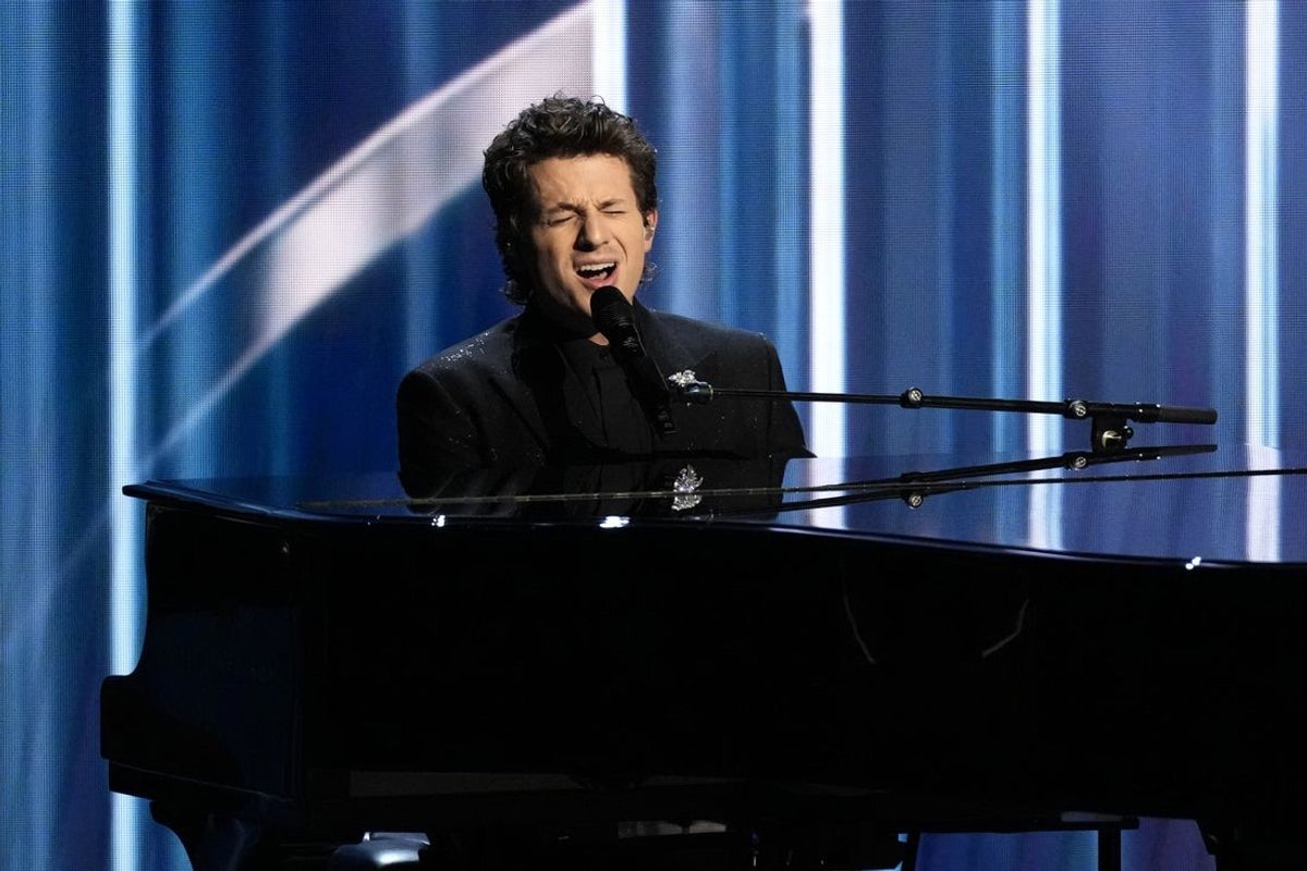 Jan 15, 2024; Los Angeles, CA, USA; Charlie Puth performs during the In Memoriam segment during the 75th Emmy Awards at the Peacock Theater in Los Angeles on Monday, Jan. 15, 2024. Mandatory Credit: Robert Hanashiro-USA TODAY