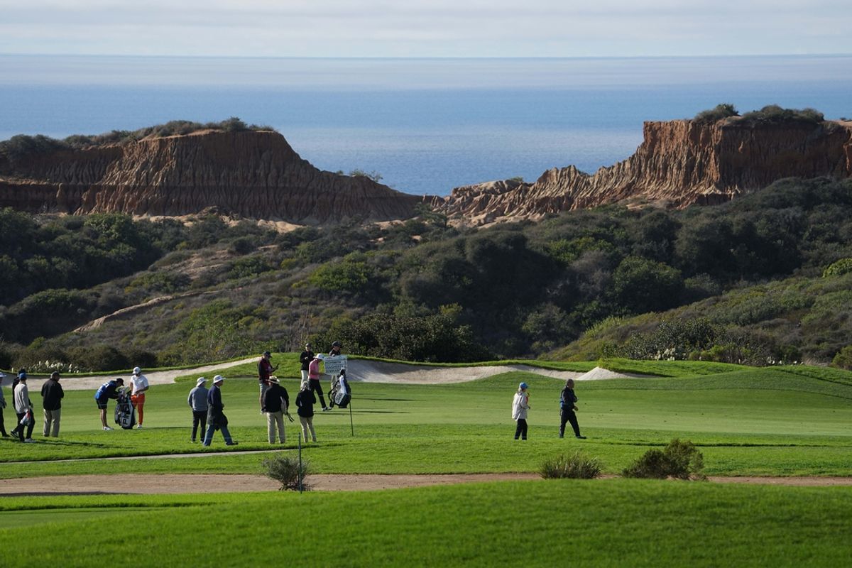 Jan 25, 2024; San Diego, California, USA; A general view of the course during the second round of the Farmers Insurance Open golf tournament at Torrey Pines Municipal Golf Course - North Course. Mandatory Credit: Ray Acevedo-Imagn Images
