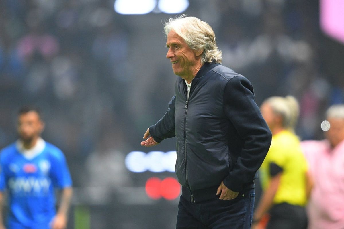 Jan 29, 2024; Riyadh, Saudi Arabia; Al-Hilal SFC head coach Jorge Jesus coaches in the first half against the Inter Miami at Kingdom Arena. Mandatory Credit: Victor Fraile-Imagn Images