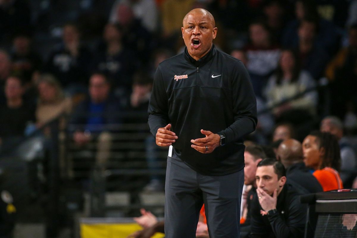 Feb 17, 2024; Atlanta, Georgia, USA; Syracuse Orange head coach Adrian Autry on the sideline against the Georgia Tech Yellow Jackets in the second half at McCamish Pavilion. Mandatory Credit: Brett Davis-Imagn Images
