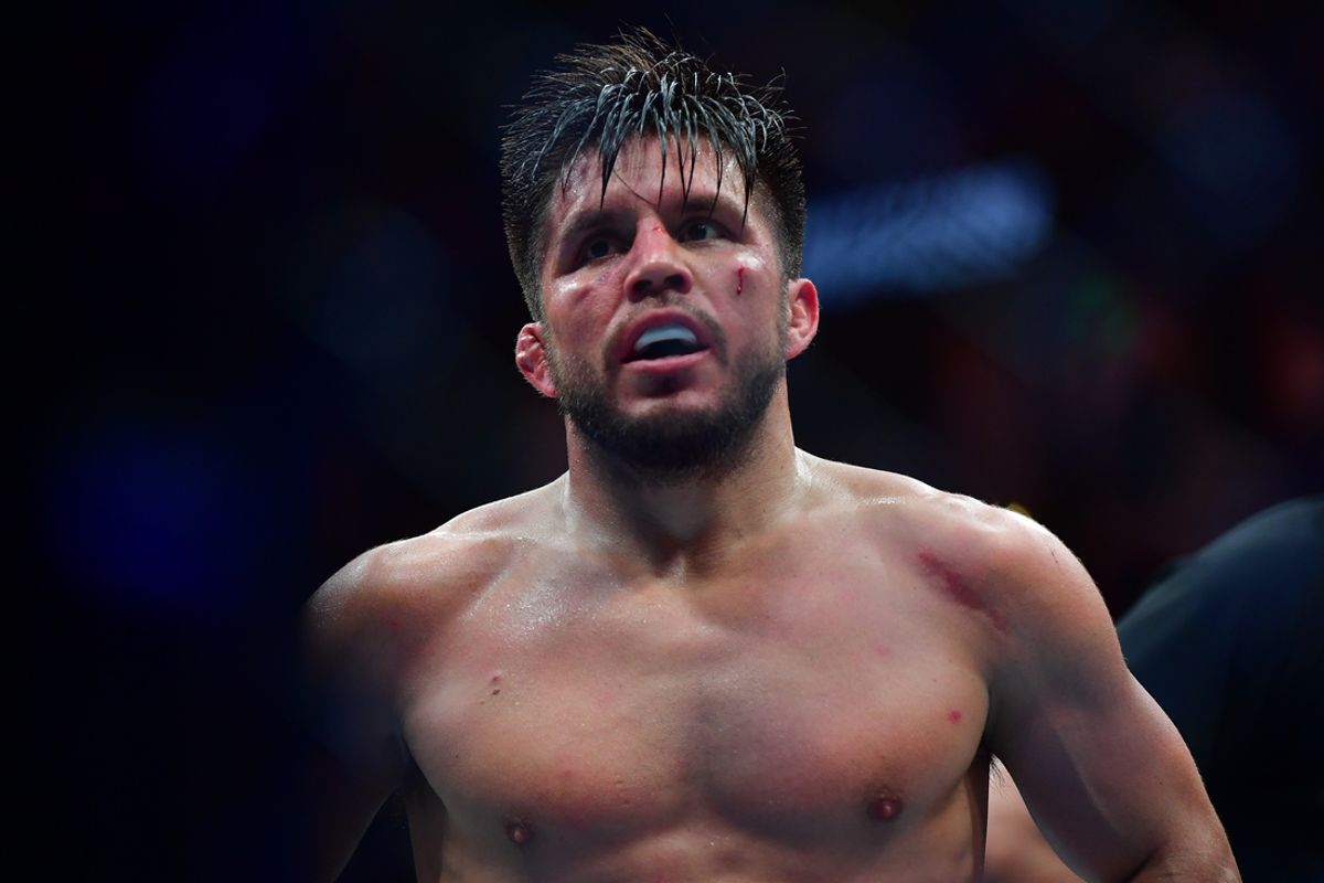 Feb 17, 2024; Anaheim, California, USA; Henry Cejudo reacts during UFC 298 at Honda Center. Mandatory Credit: Gary A. Vasquez-Imagn Images
