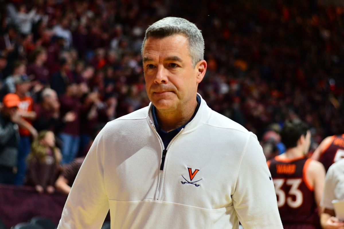 Feb 19, 2024; Blacksburg, Virginia, USA; Virginia Cavaliers head coach Tony Bennett walks off the court after the game at Cassell Coliseum. Mandatory Credit: Brian Bishop-Imagn Images
