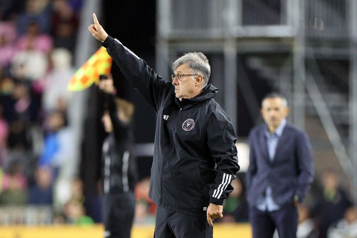 Feb 21, 2024; Fort Lauderdale, Florida, USA; Inter Miami head coach Tata Martino during the first half at Chase Stadium. Mandatory Credit: Nathan Ray Seebeck-Imagn Images