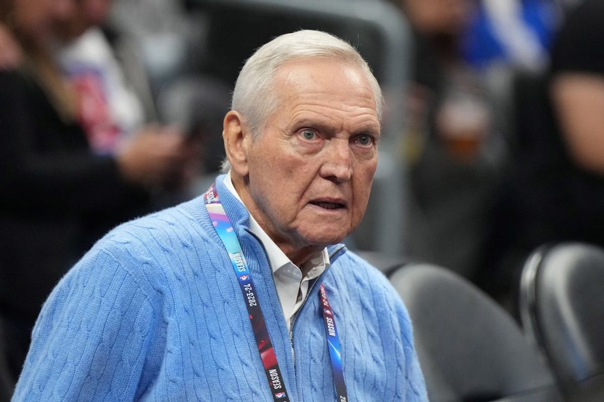Feb 25, 2024; Los Angeles, California, USA; LA Clippers special consultant Jerry West watches in the first half against the Sacramento Kings at Crypto.com Arena. Mandatory Credit: Kirby Lee-USA TODAY Sports