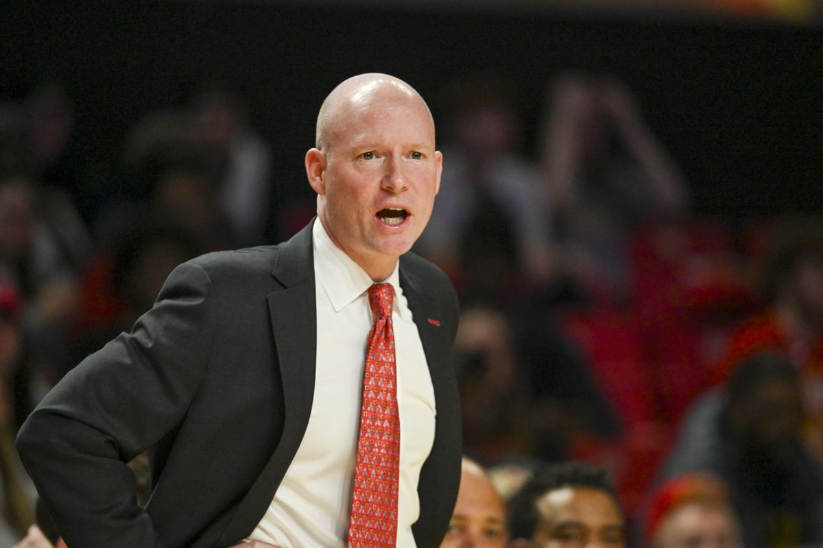 Feb 28, 2024; College Park, Maryland, USA;  Maryland Terrapins head coach Kevin Willard directs during the first half of the game against the Northwestern Wildcats at Xfinity Center. Mandatory Credit: Tommy Gilligan-Imagn Images