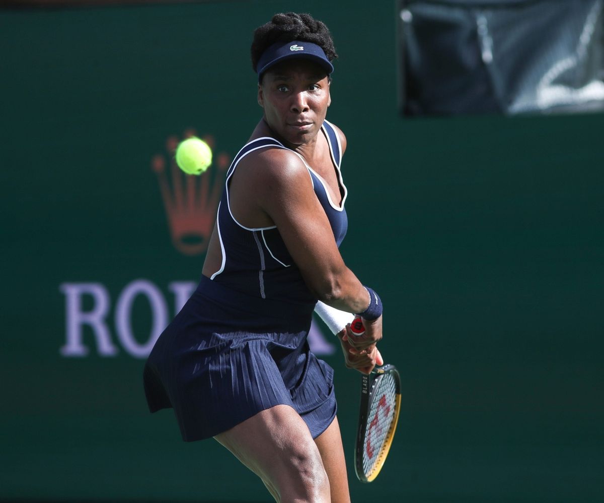 Venus Williams during her loss to Nao Hibino at the BNP Paribas Open in Indian Wells, Calif., Mar. 7, 2024.