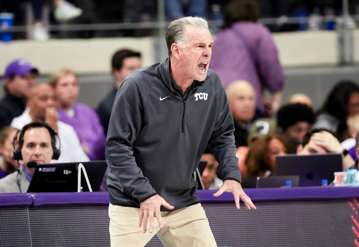 Mar 9, 2024; Fort Worth, Texas, USA;  TCU Horned Frogs head coach Jamie Dixon reacts during the second half against the UCF Knights at Ed and Rae Schollmaier Arena. Mandatory Credit: Kevin Jairaj-Imagn Images