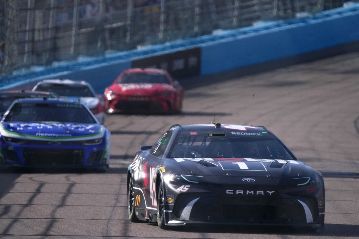 Tyler Reddick (1) races down the straightaway at the Shriners Children's 500 at Phoenix Raceway.