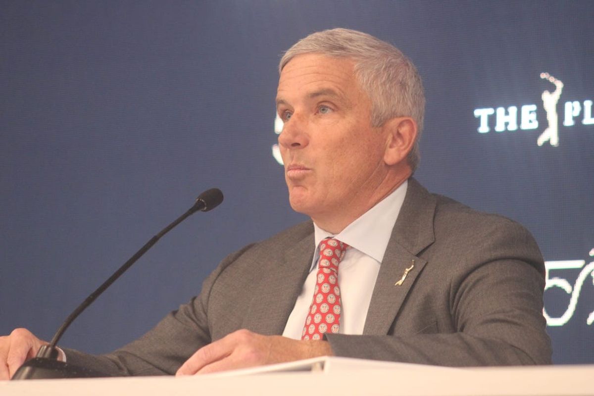 PGA Tour commissioner Jay Monahan speaks during The Players Championship in Ponte Vedra Beach, Florida, on March 12, 2024. [Clayton Freeman/Florida Times-Union]