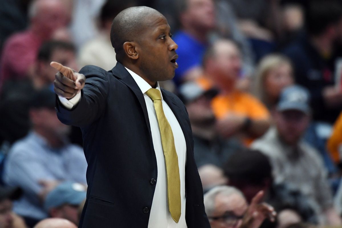 Mar 13, 2024; Nashville, TN, USA; Missouri Tigers head coach Dennis Gates talks to his players during the first half against the Georgia Bulldogs at Bridgestone Arena. Mandatory Credit: Christopher Hanewinckel-Imagn Images