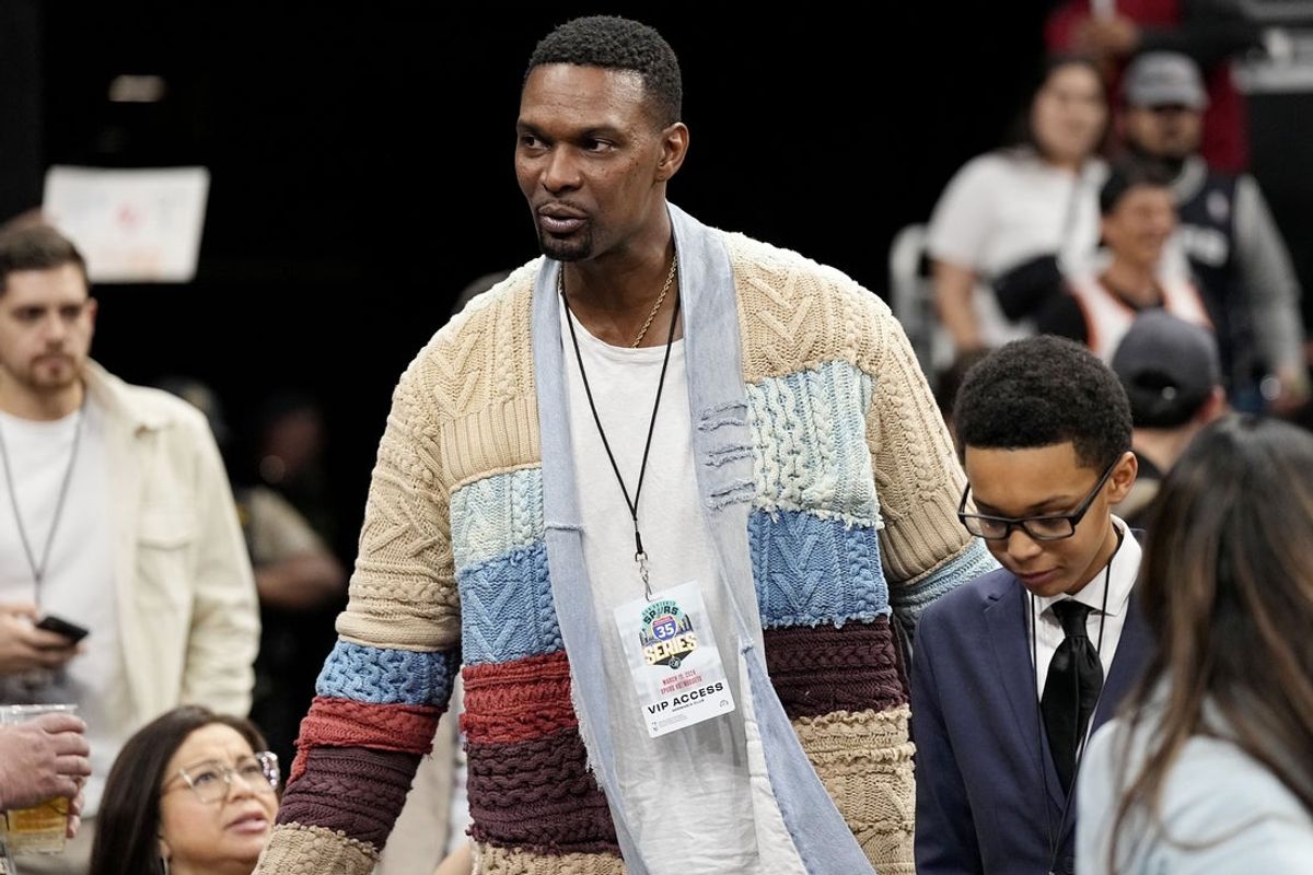 Mar 15, 2024; Austin, Texas, USA; NBA Hall of Famer Chris Bosh attends a game between the San Antonio Spurs and the Denver Nuggets at Moody Center. Mandatory Credit: Scott Wachter-Imagn Images