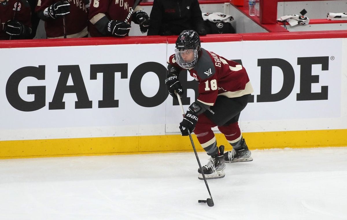 Montreal   s Mikyla Grant-Mentis (18) carries the puck through the neutral zone during the second period against Toronto on March 17, 2024 at the PPG Paints Arena in Pittsburgh, PA.