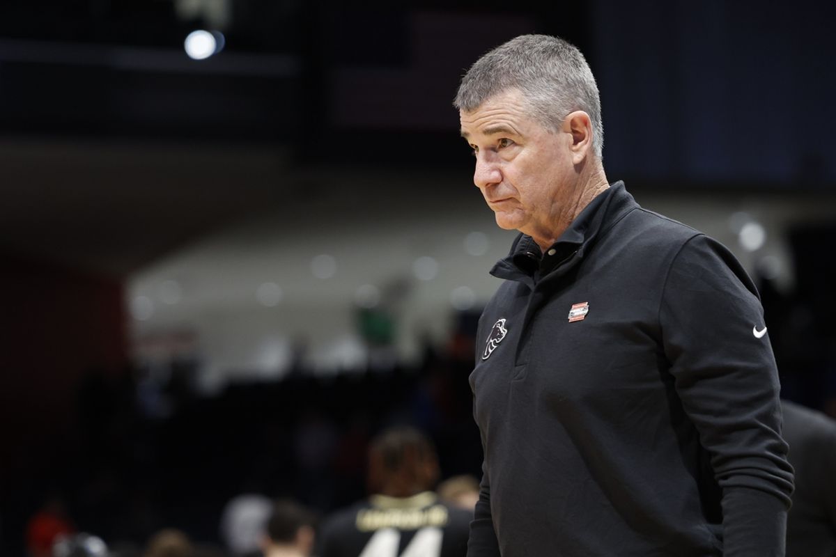 Mar 20, 2024; Dayton, OH, USA; Boise State Broncos head coach Leon Rice leaves the court after being defeated by the Colorado Buffaloes at UD Arena. Mandatory Credit: Rick Osentoski-Imagn Images